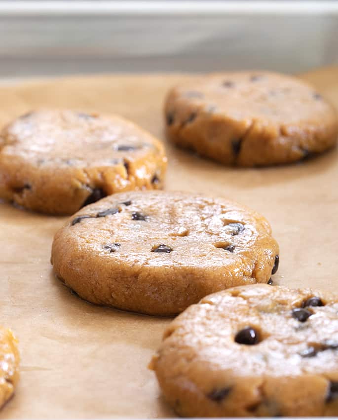 These easy chocolate chip peanut butter protein cookies are made in one bowl, with high-quality whey protein, smooth peanut butter, and just a touch of honey. 