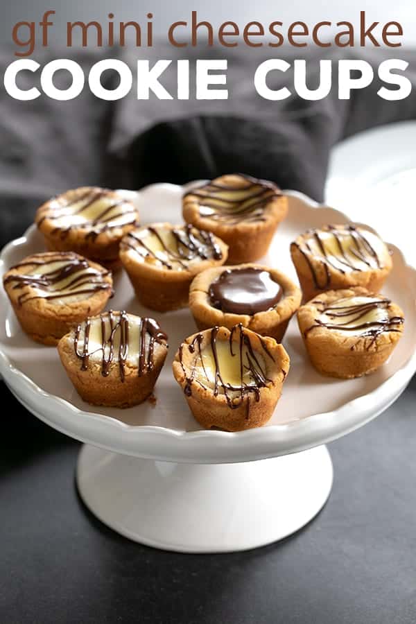 A soft graham cracker crust with the simplest cheesecake filling makes these cheesecake cookie cups the perfect cookie plate surprise. #glutenfree #cookies #Christmas #cheesecake