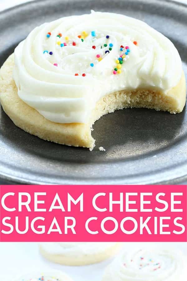 Soft and tender gluten free cream cheese sugar cookies with slightly firm Lofthouse-style frosting. Basically, they're the perfect cookie. #glutenfree #gf #cheesecake #Lofthouse