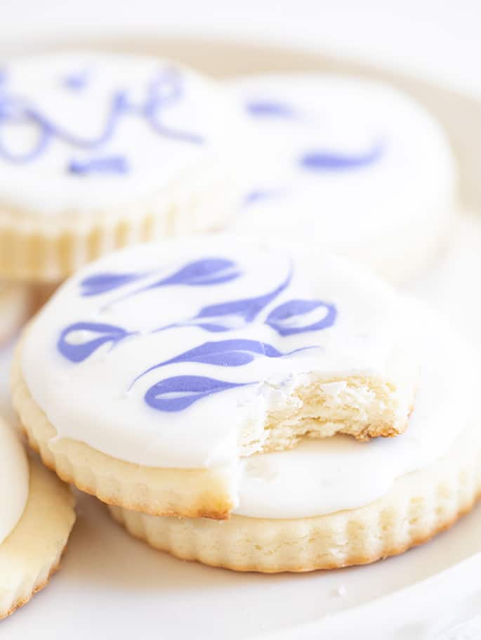 Cream Cheese sugar cookie closeup of a bite