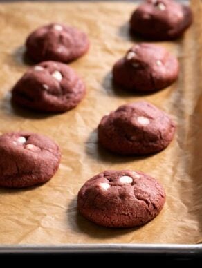 Soft Batch Gluten Free Red Velvet Chocolate Chip Cookies