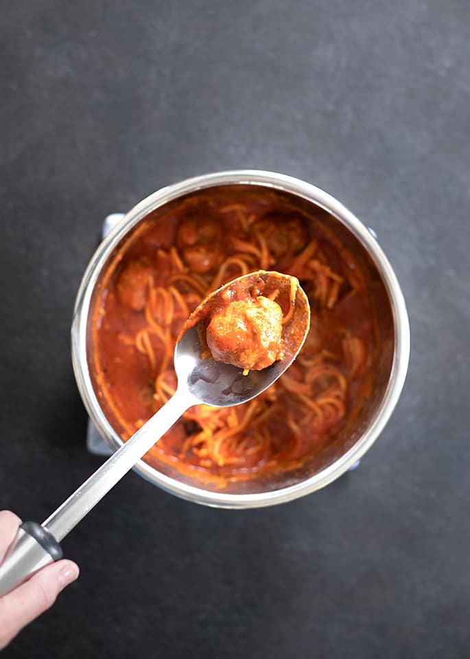 Once you learn to make these tender, flavorful gluten free meatballs and perfectly cooked gf spaghetti in the Instant Pot, you'll never want to make them any other way.