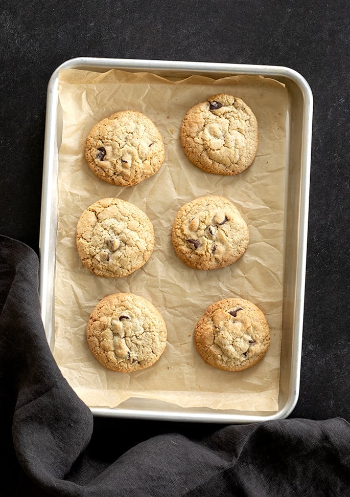 These naturally gluten free chocolate chip cookies are made entirely with "regular" grocery store ingredients—and no rice flour at all. Perfect if you're new to gluten free baking!