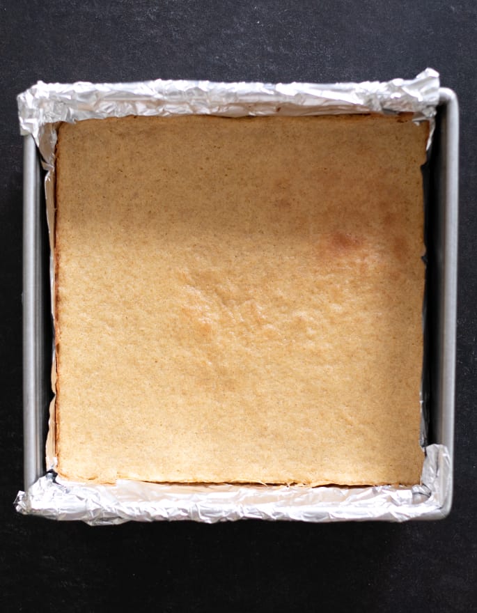 Crust baked in a square pan