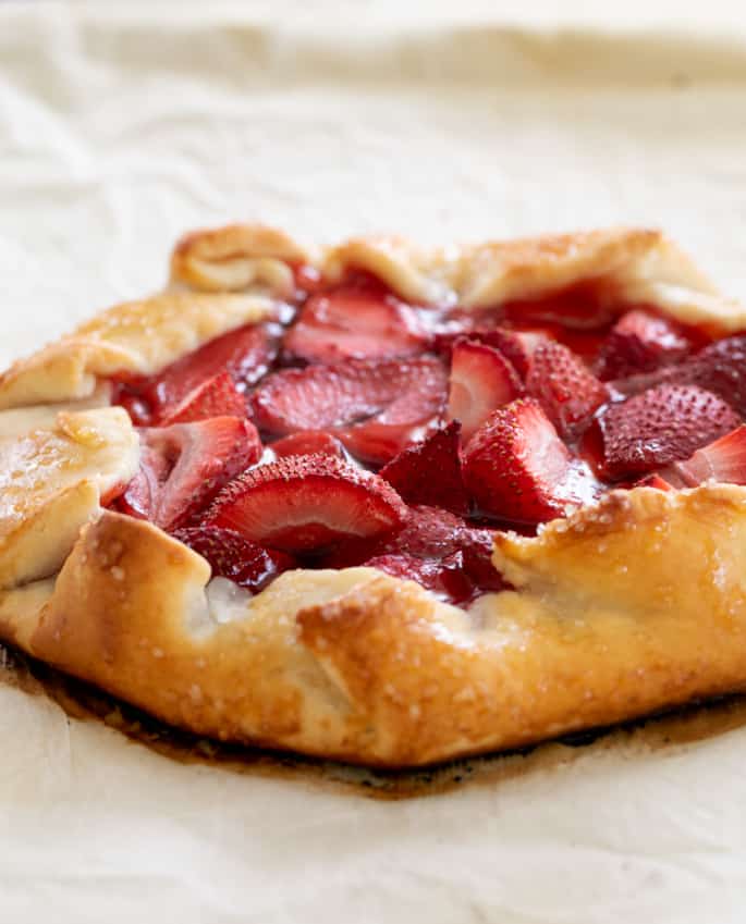 When fresh strawberries are in season, this rustic, simple gluten free strawberry galette is the perfect way to let them shine. 