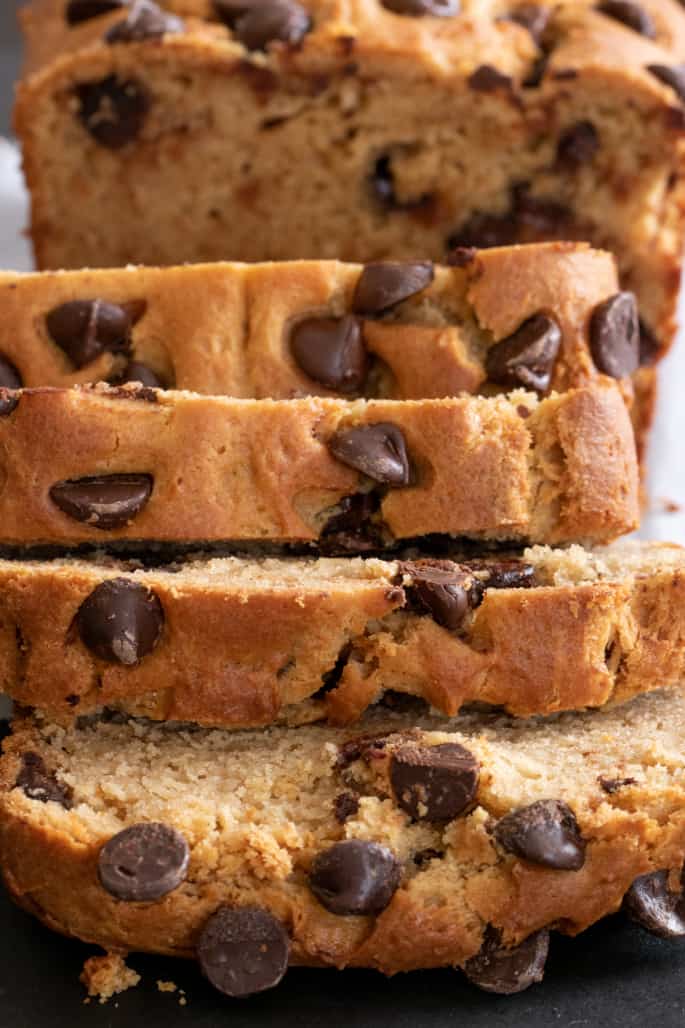 Low in sugar and with no added butter or oil, this gluten free peanut butter bread is still moist, tender, and full of peanut flavor.