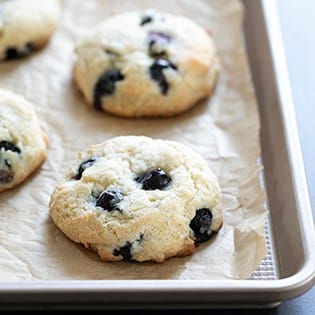 These gluten free blueberry muffin tops have all the best parts of a blueberry muffin, just without the "stump."