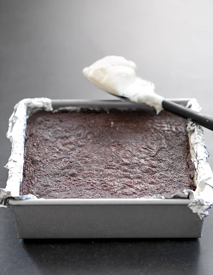 Brownie ice cream sandwiches being made