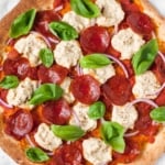 overhead closeup image of Paleo pizza