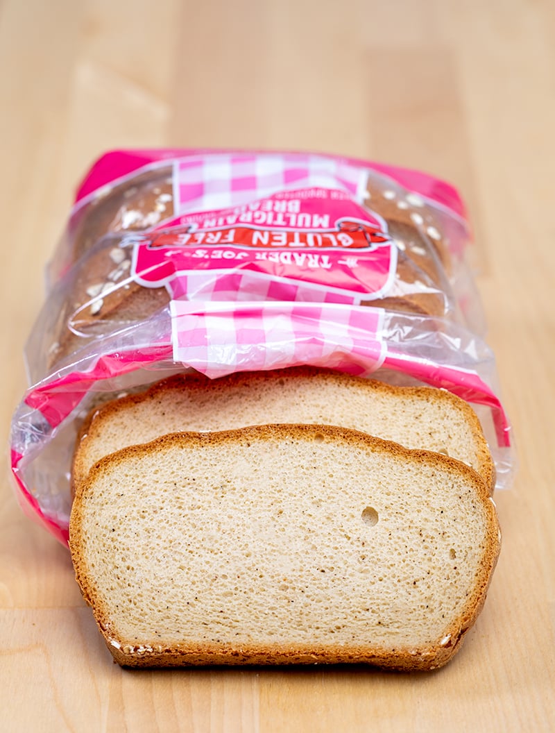 best gluten free bread Trader Joe's gluten free multigrain sliced bread in plastic package