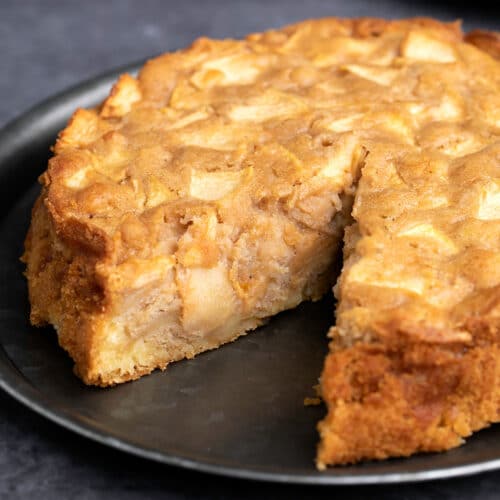 gluten free apple cake with slice missing