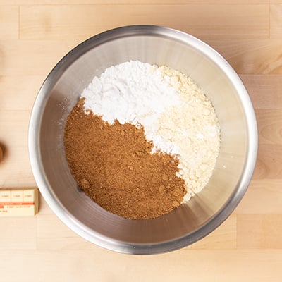 ingredients for almond flour chocolate chip cookies in mixing bowl