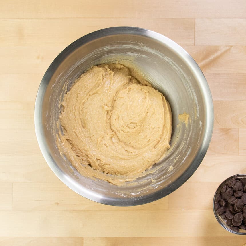 light brown cookie dough with oat flour mixed in