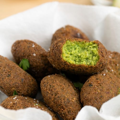 gluten free falafel in white paper