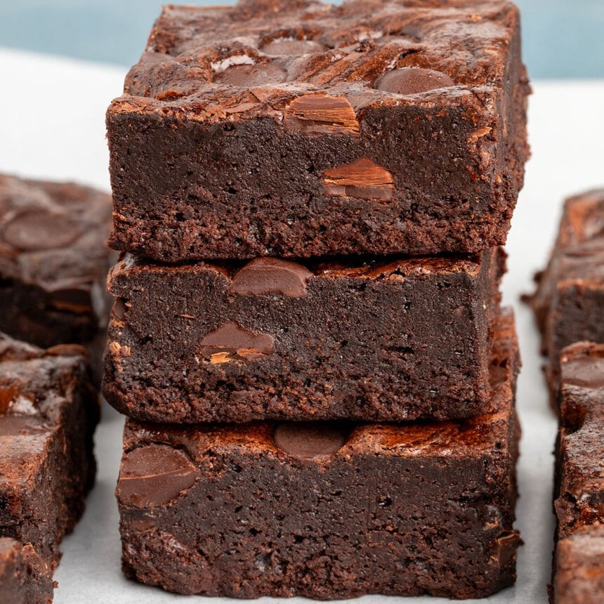 oat flour brownies in stack square image