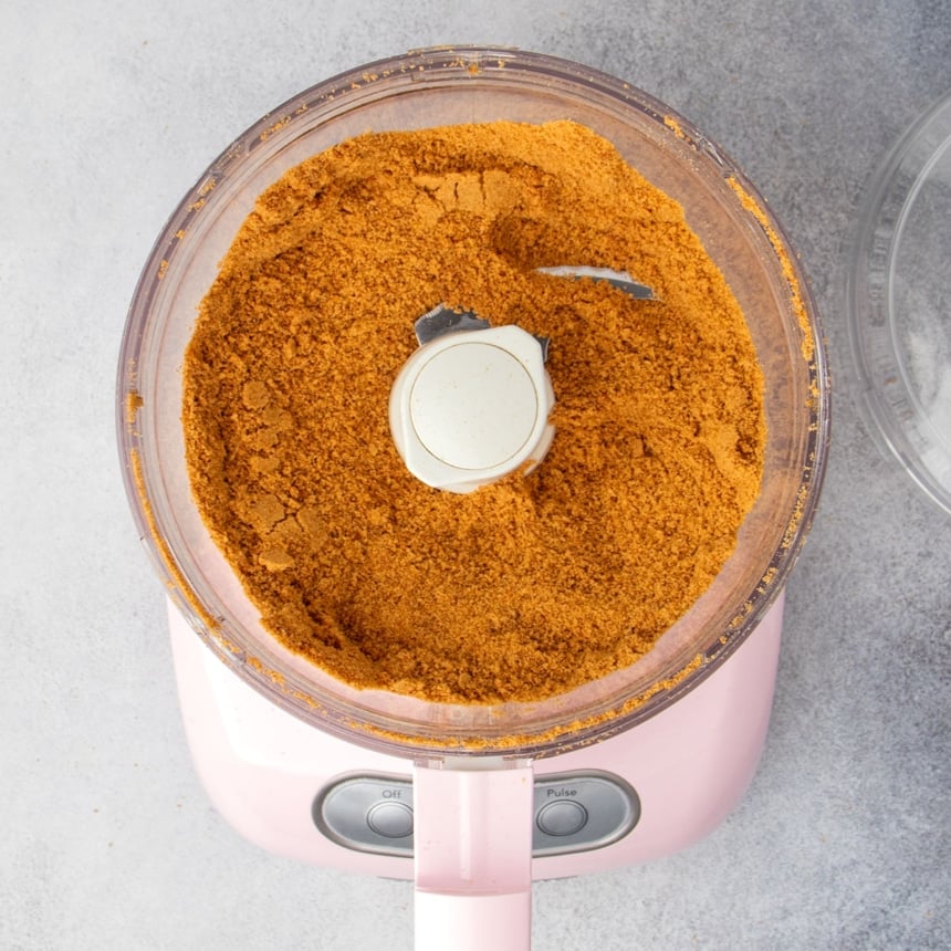 same food processor with graham crackers processed into fine crumbs