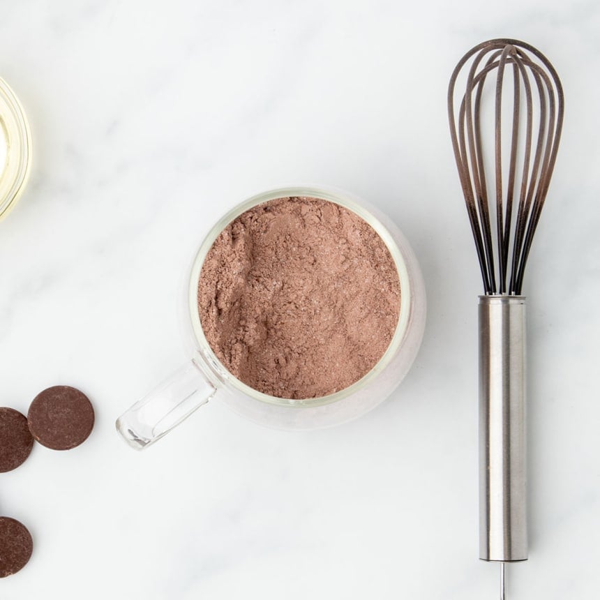 Dry mix whisked together in a glass mug until smooth and uniform.