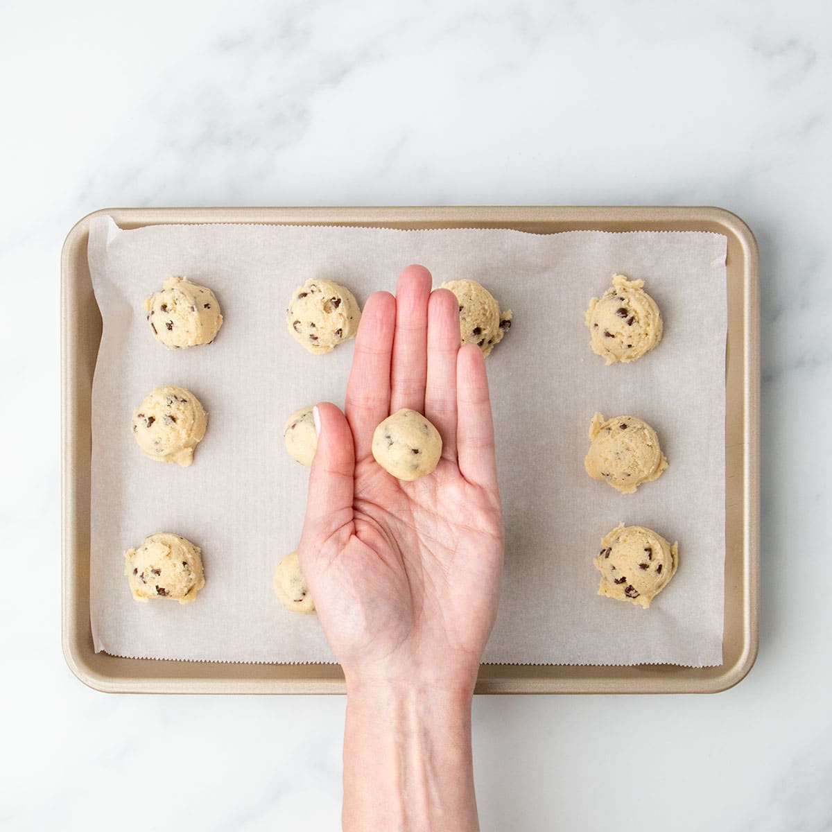 A single portion of shaped round of cookie dough.