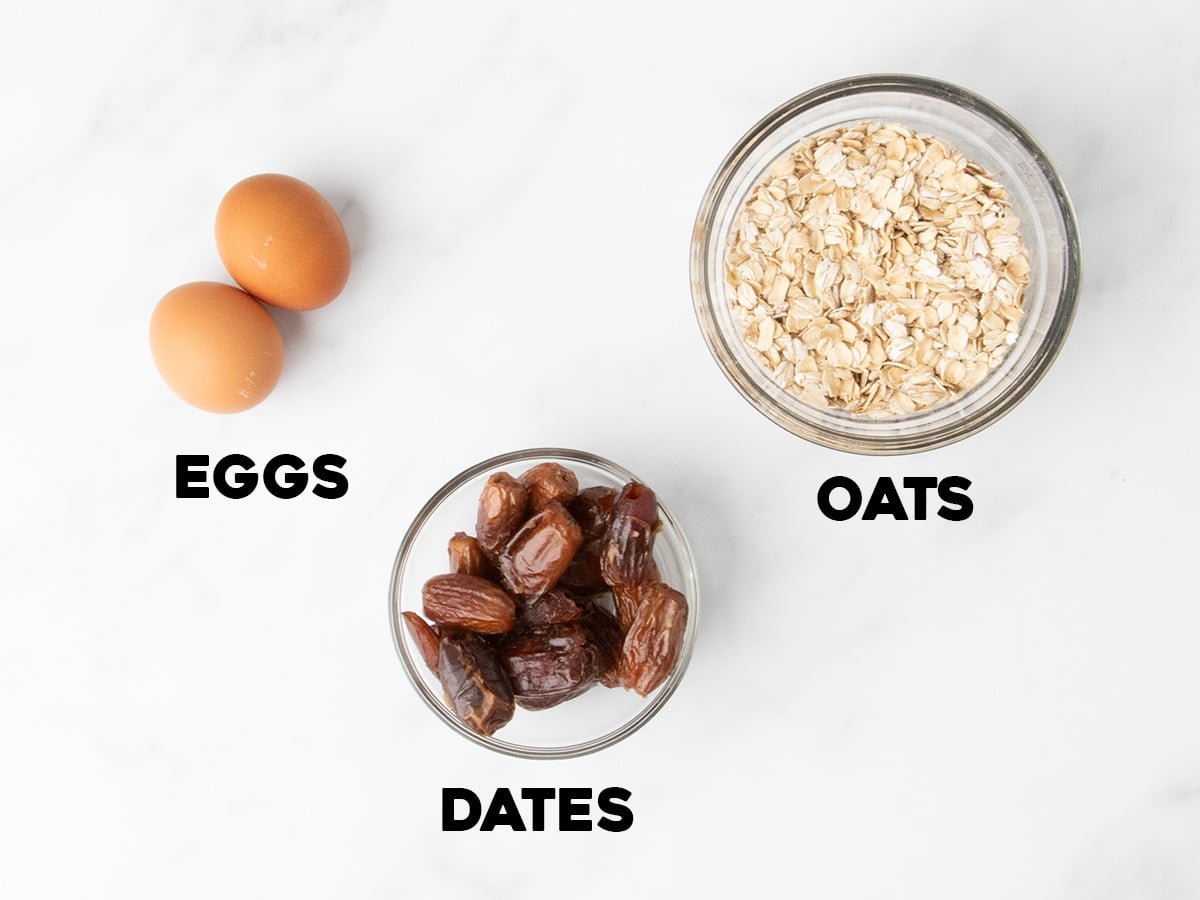 ingredients in groups and some in bowls for 3 ingredient oatmeal cookies