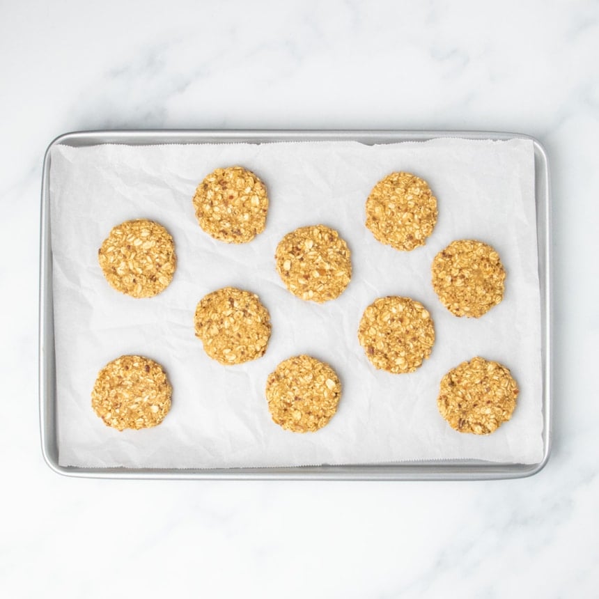 same cookies, now baked on same tray, slightly darker brown on top