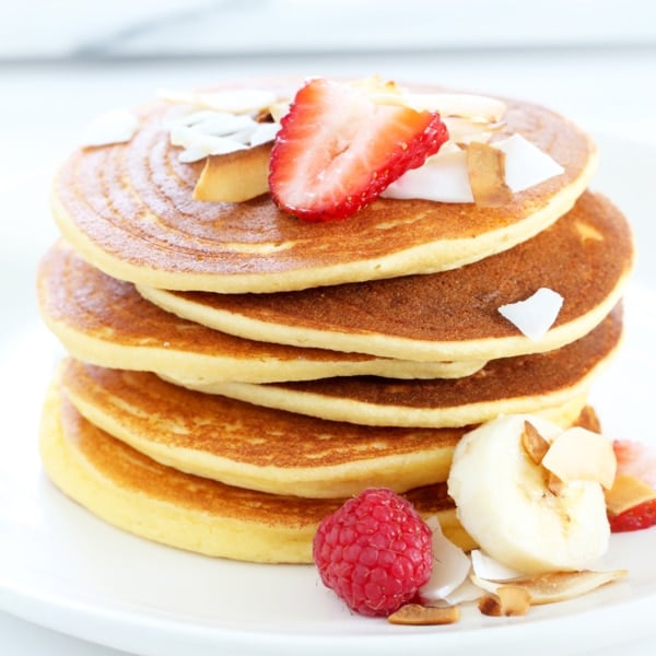 stack of coconut flour pancakes