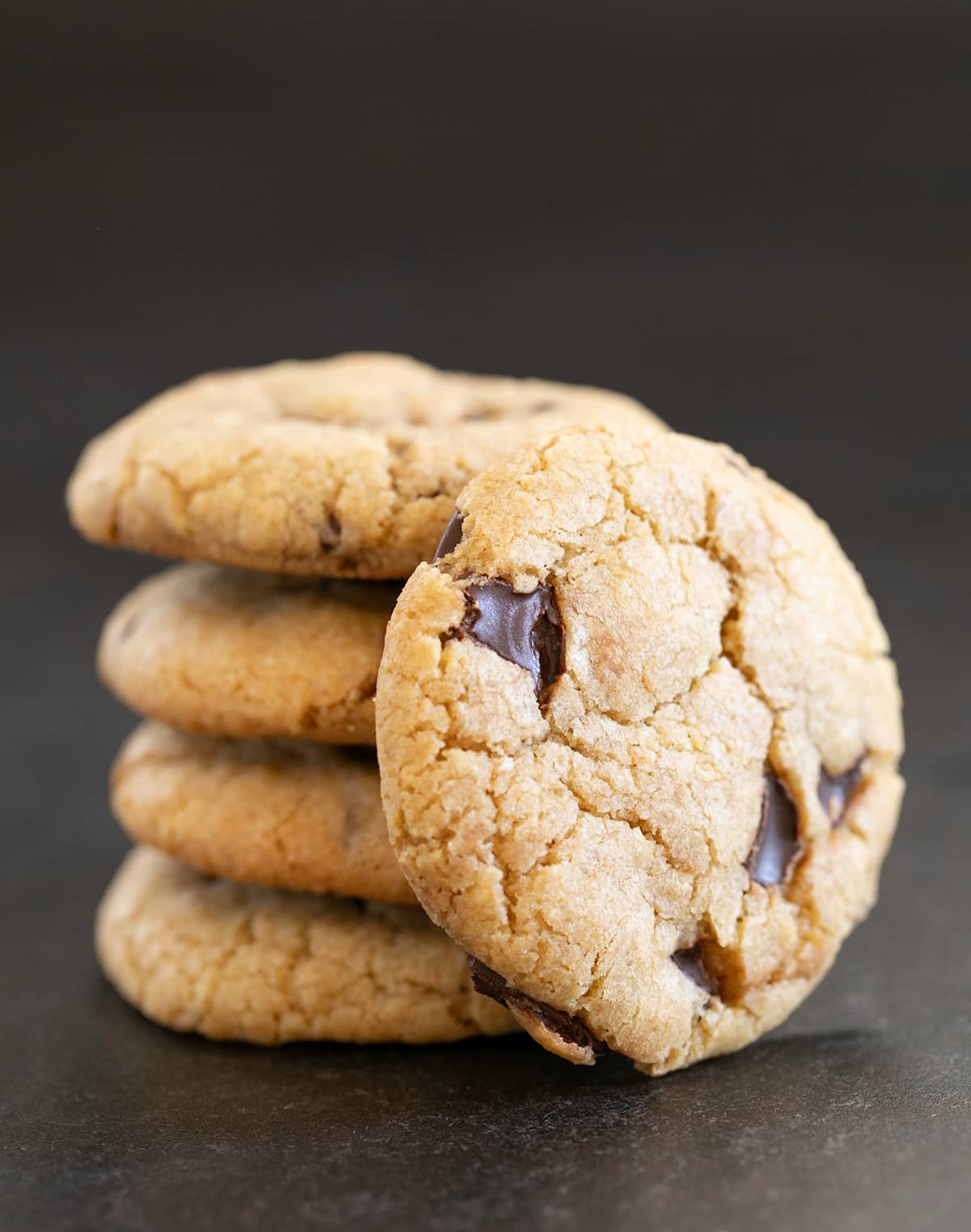 Small stack of Mrs. Fields cookies with one facing forward