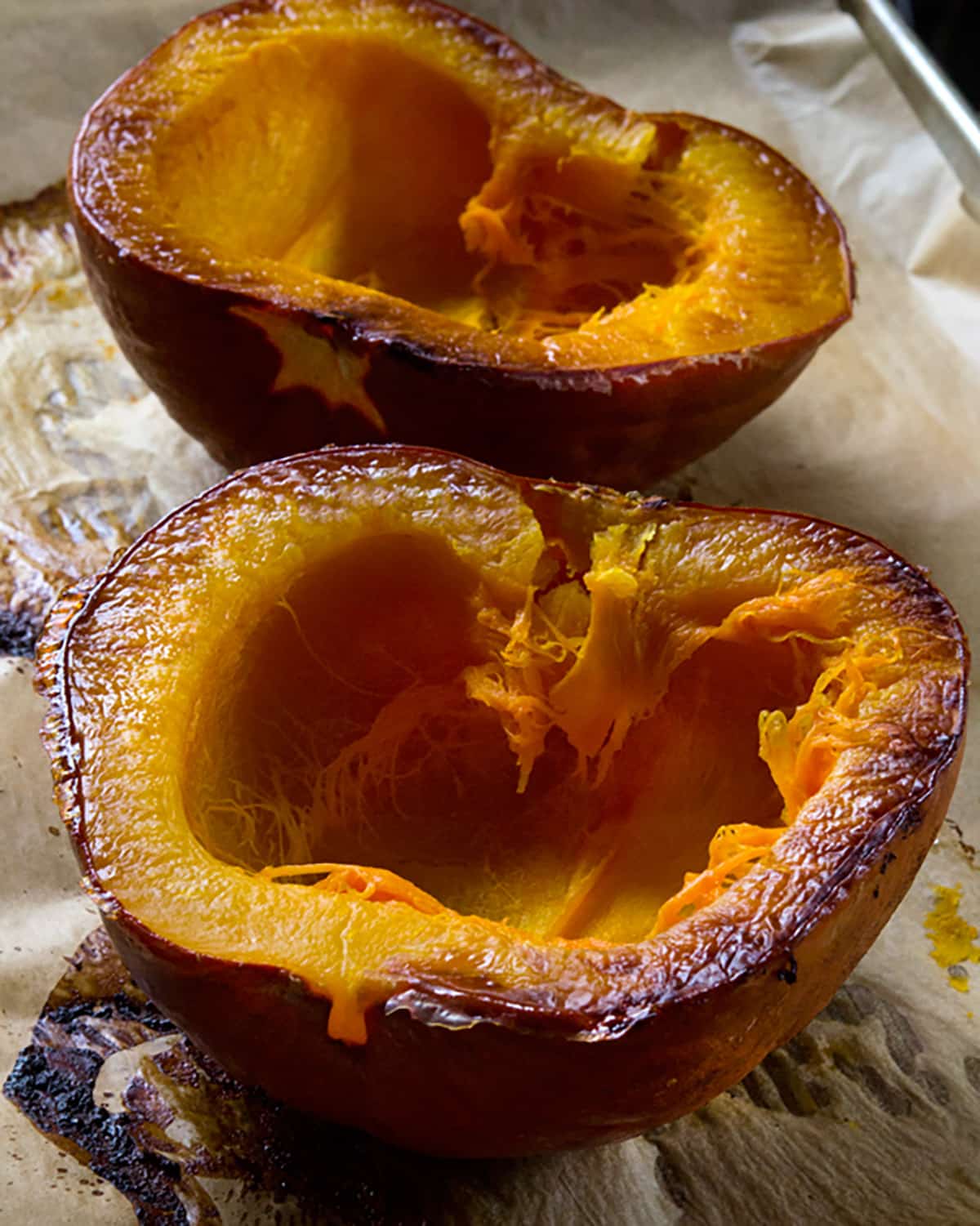 Homemade Pumpkin Butter Close up of inside a pumpkin